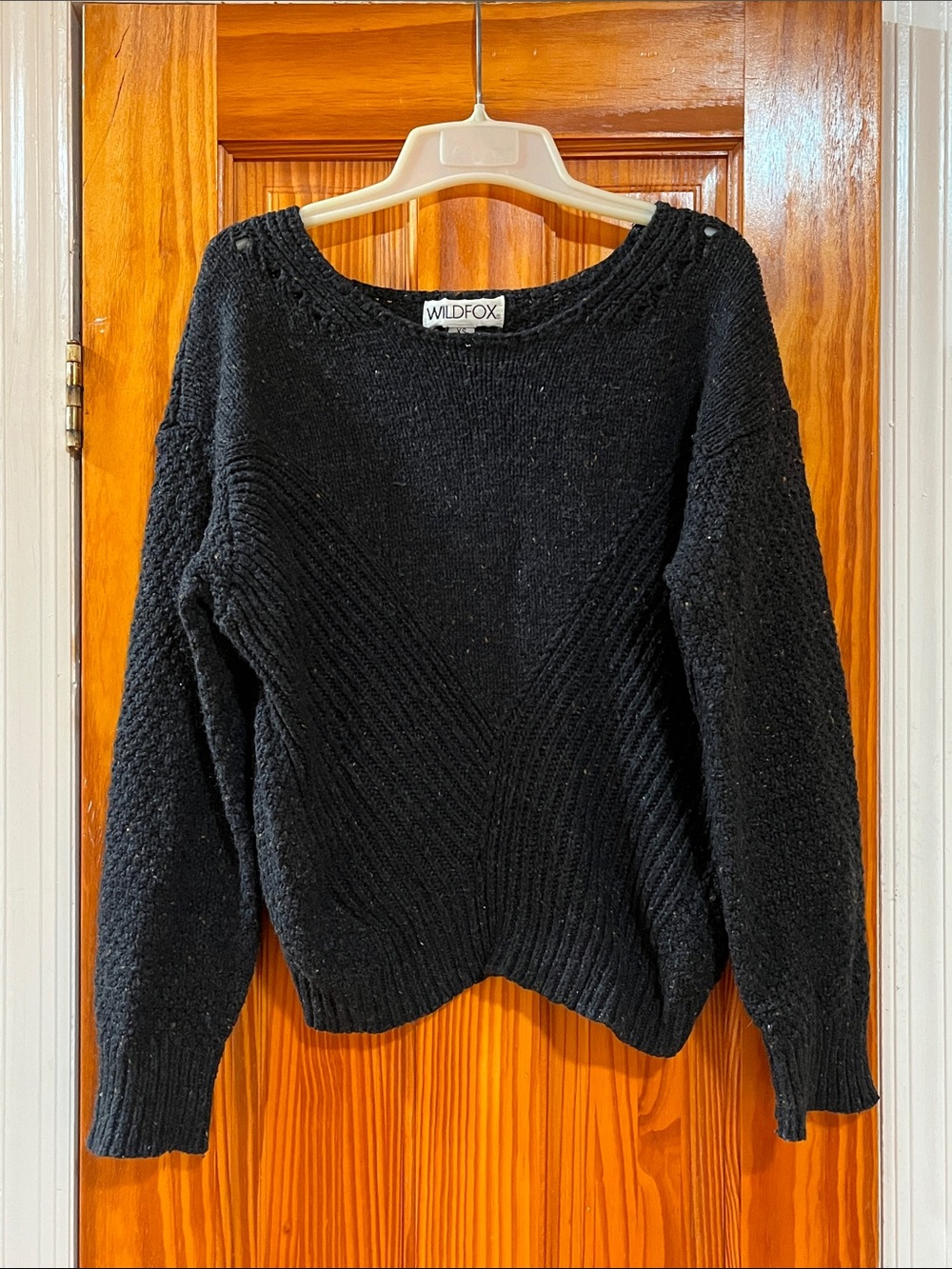 Wildfox Black Textured Crew Neck Sweater Oversized Sweater Grandmacore Winter XS